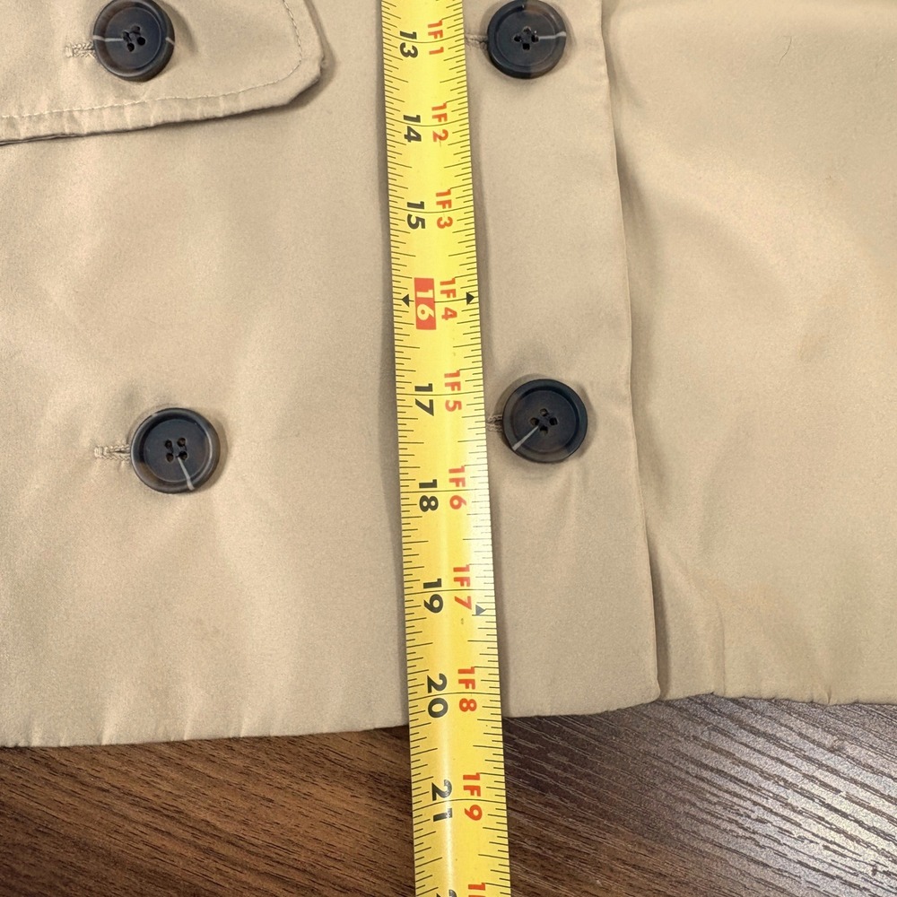 RSQ Cropped Trench Jacket Womens Medium Tan Double Breasted Belted Chic Utility - Picture 8 of 11